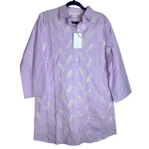 Julia Amory Swizzle Pale Violet Lavender Button Shirt Dress Size Small
